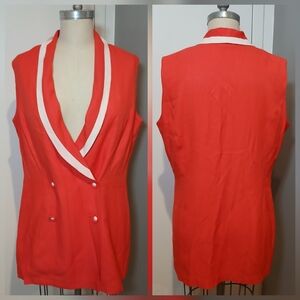 Vintage JW Treci Red & White Sleeveless Top